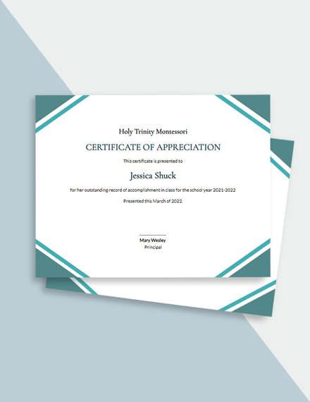 Student Certificate of Appreciation Template - Google Docs, Illustrator ...