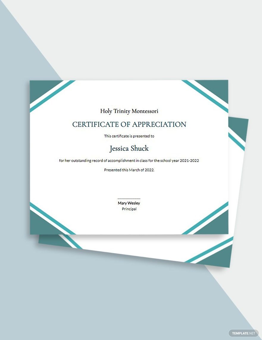Appreciation Certificate for Student Template