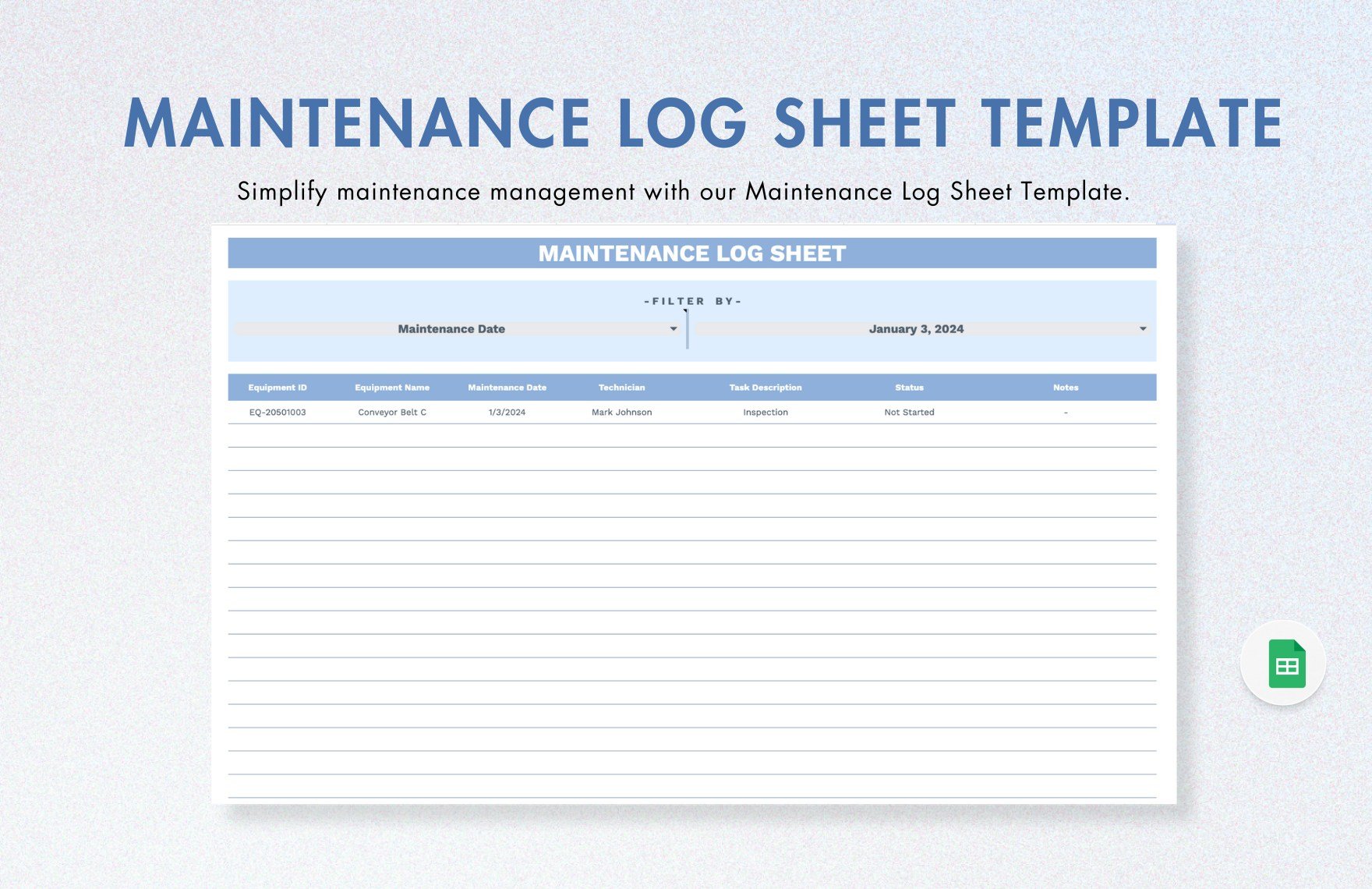 Maintenance Log Sheet Template