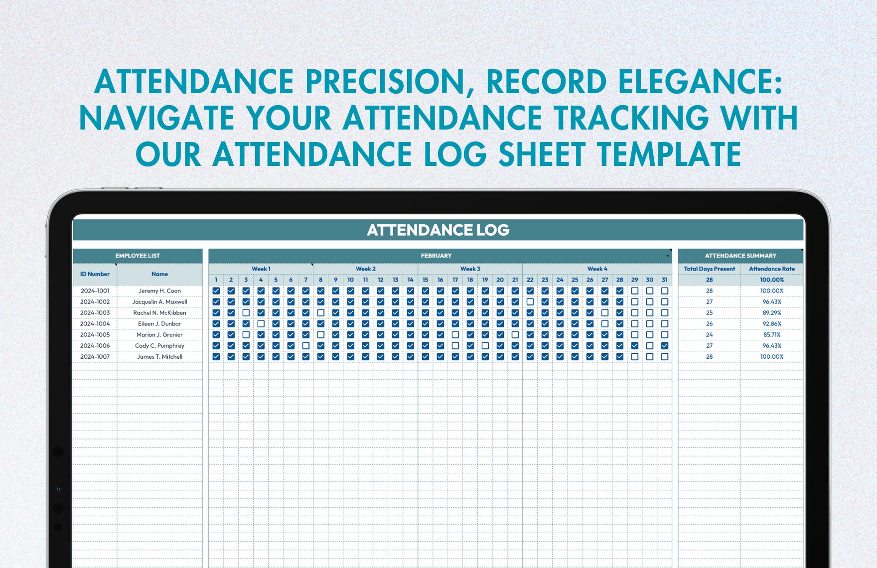 Attendance Log Sheet Template