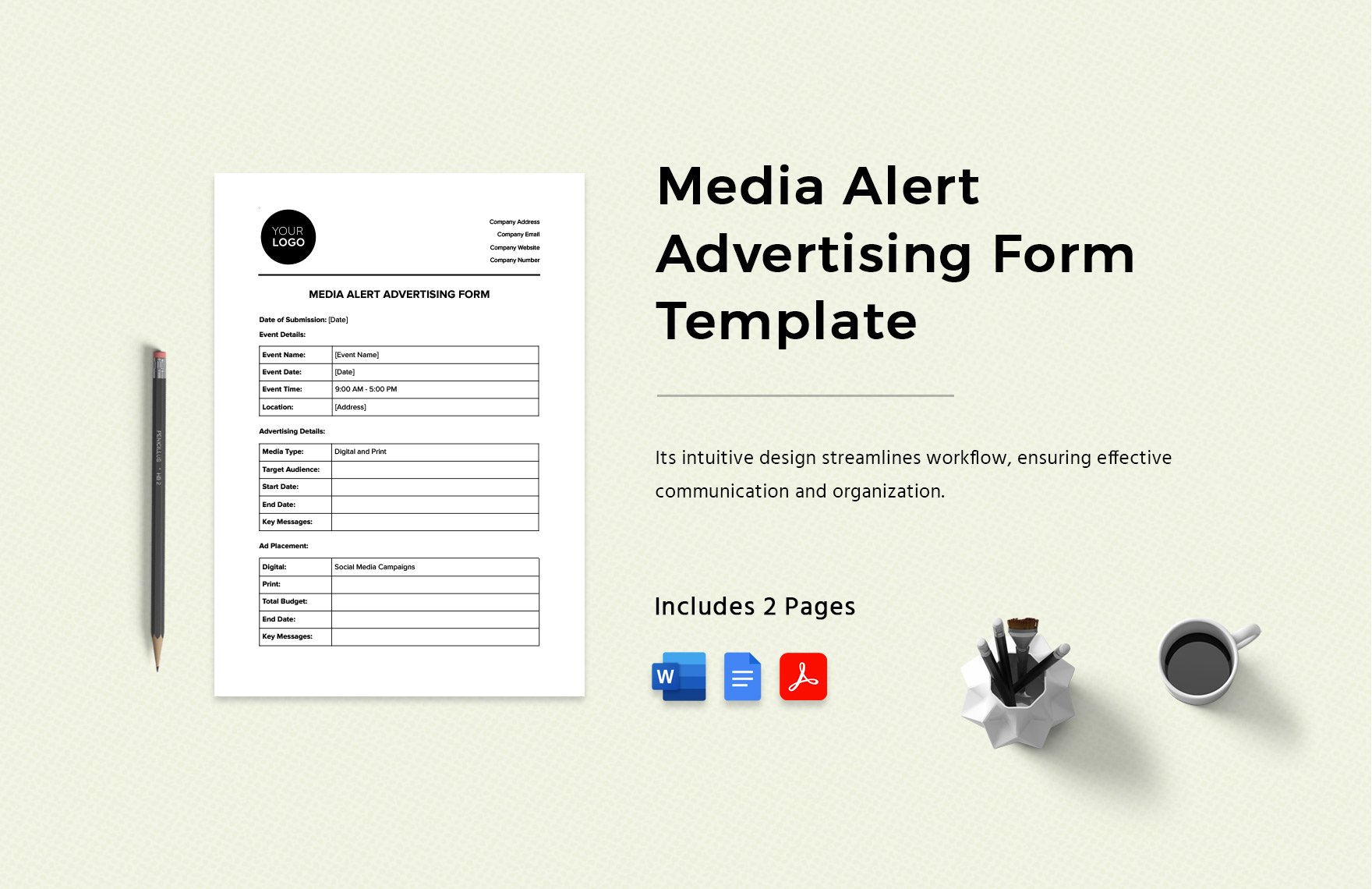 Media Alert Advertising Form Template in Word, Google Docs, PDF