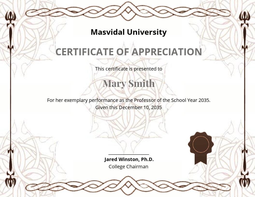 Free Appreciation Certificate for Professor.jpe
