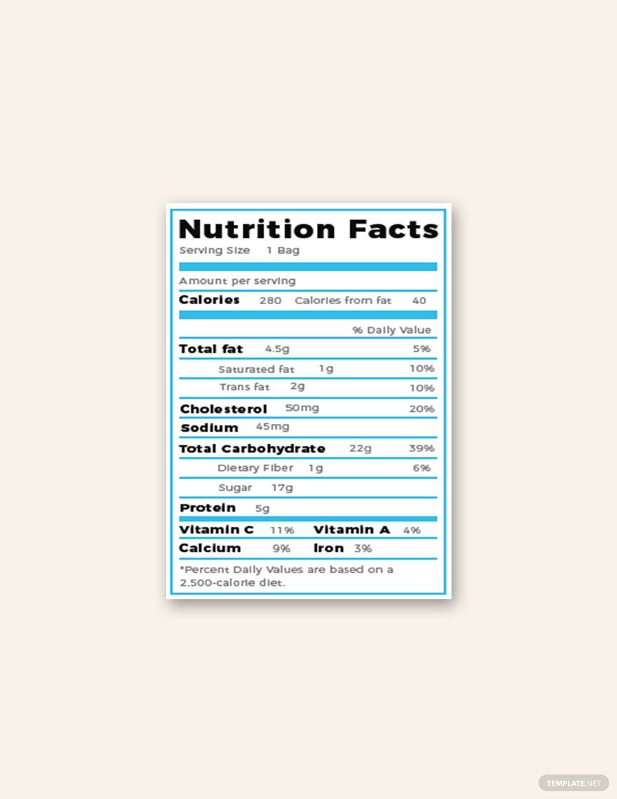 New Nutrition Facts Label Template in Word, PDF, Illustrator, PSD, Apple Pages, Publisher