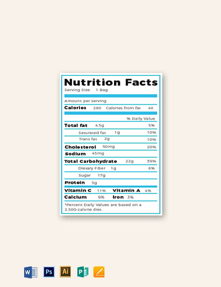 New Nutrition Facts Label Template Word Doc Psd Apple Mac Pages Illustrator Publisher