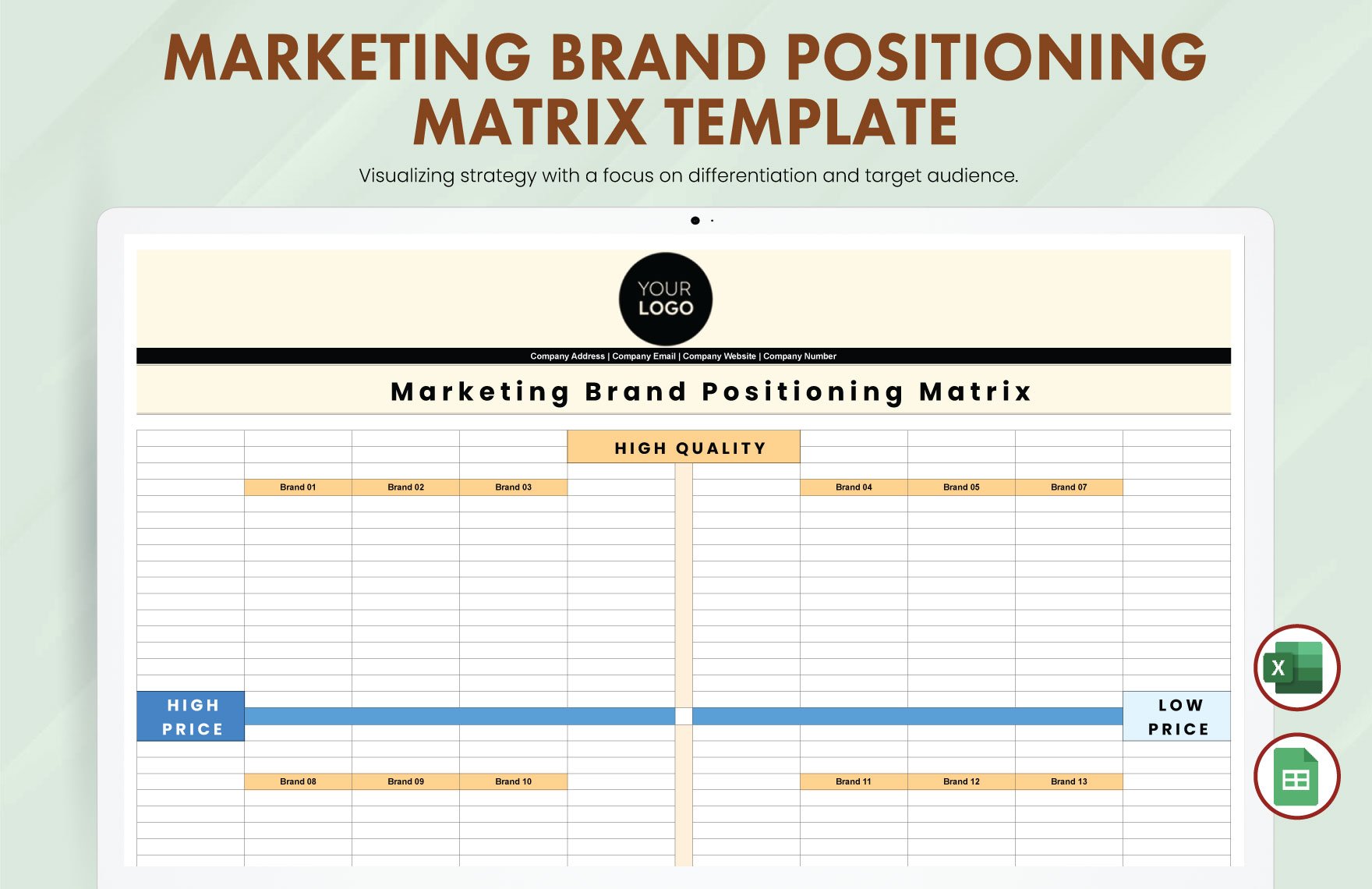 Marketing Brand Positioning Matrix Template