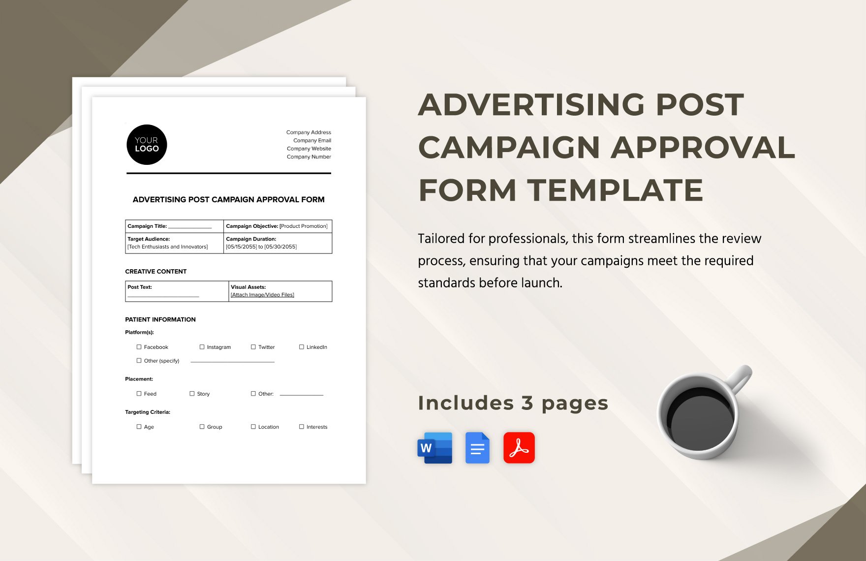 Advertising Post Campaign Approval Form Template in Word, Google Docs, PDF