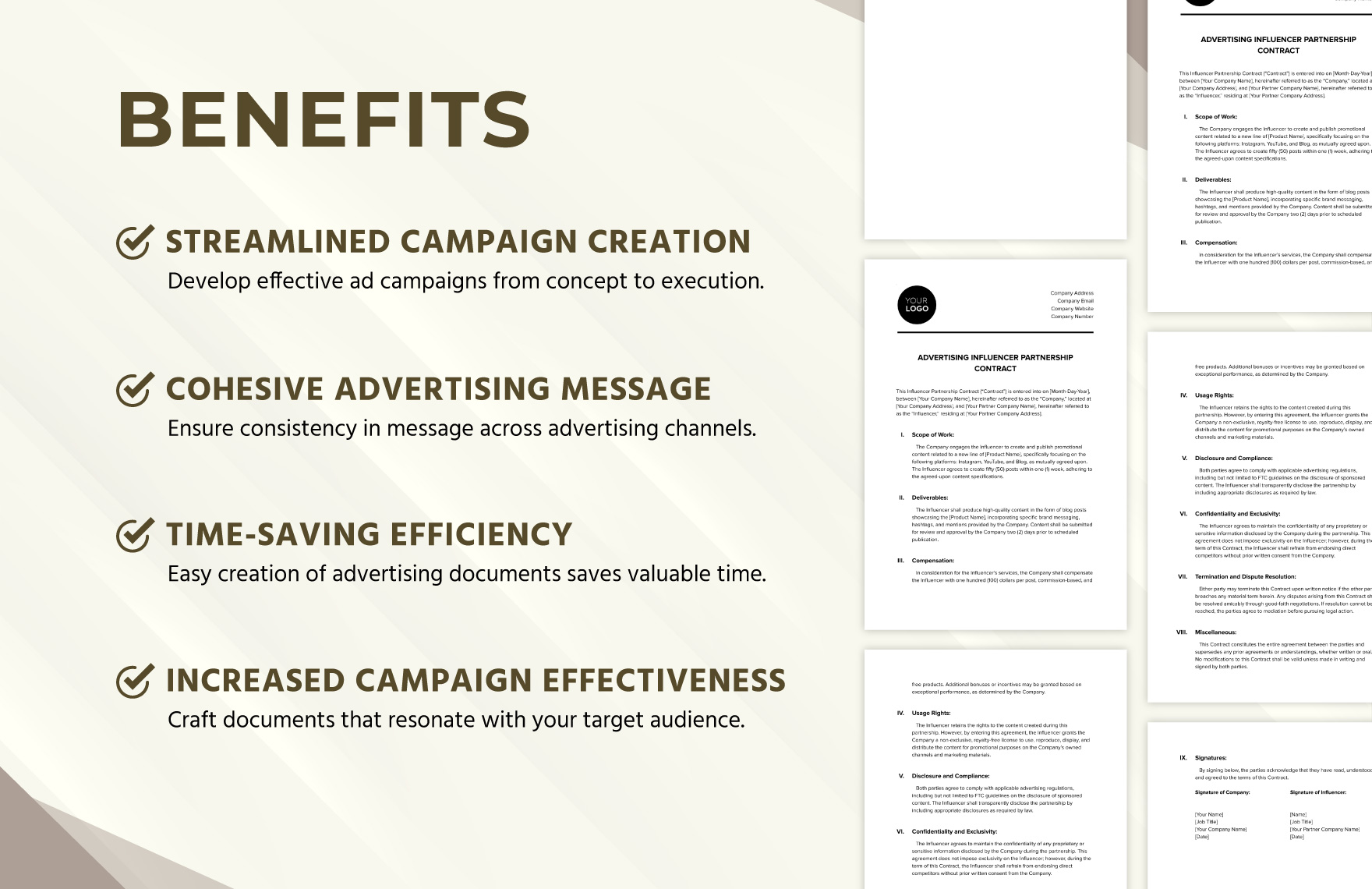 Advertising Influencer Partnership Contract Template