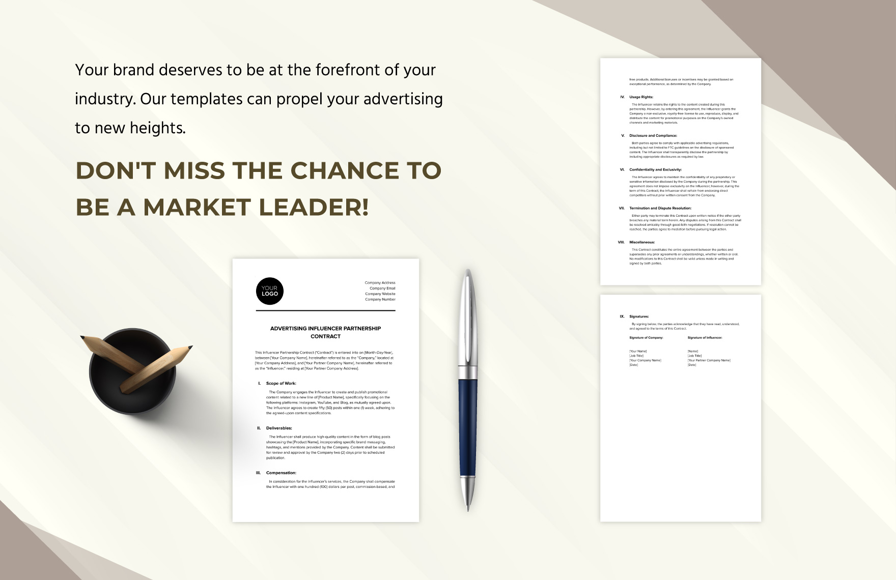 Advertising Influencer Partnership Contract Template