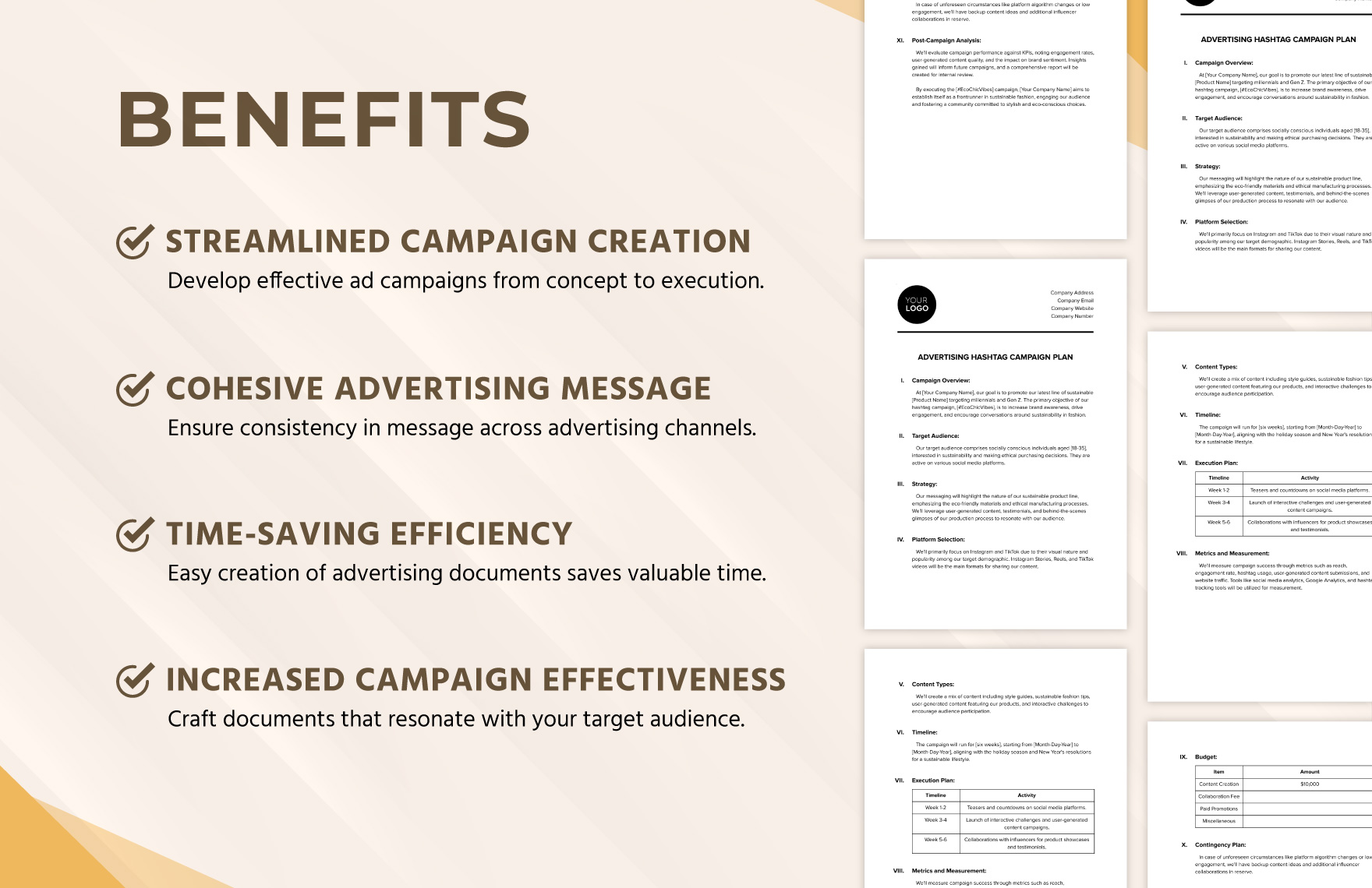 Advertising Hashtag Campaign Plan Template