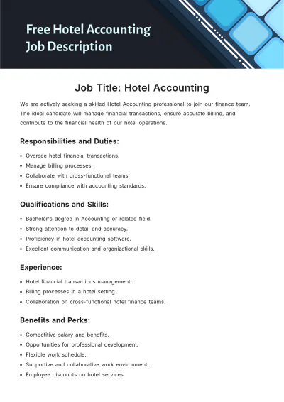 Free Hotel Accounting Job Description Template to Edit Online