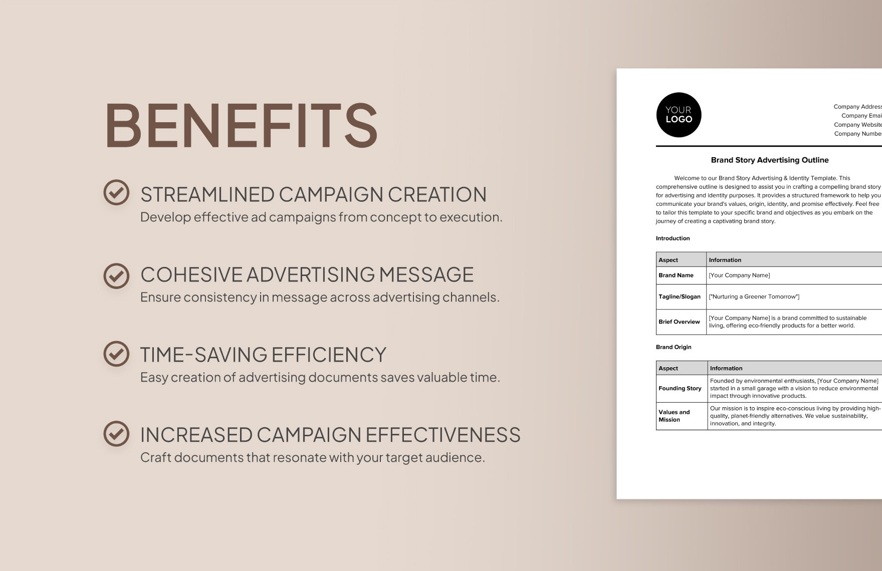 Brand Story Advertising Outline Template