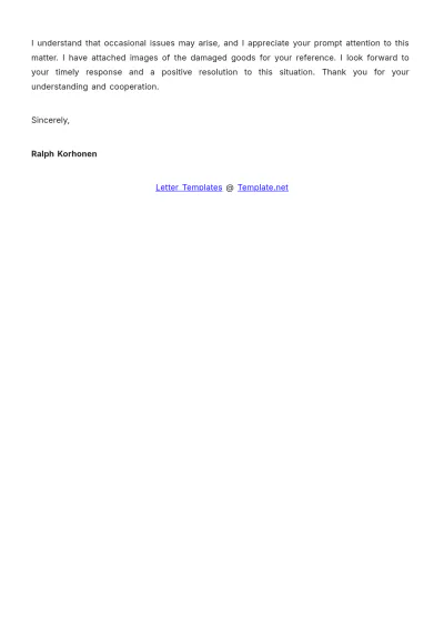 Free Damaged Goods Complaint Letter Template to Edit Online