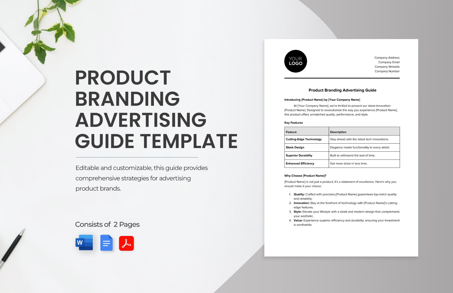 Product Branding Advertising Guide Template in Word, Google Docs, PDF
