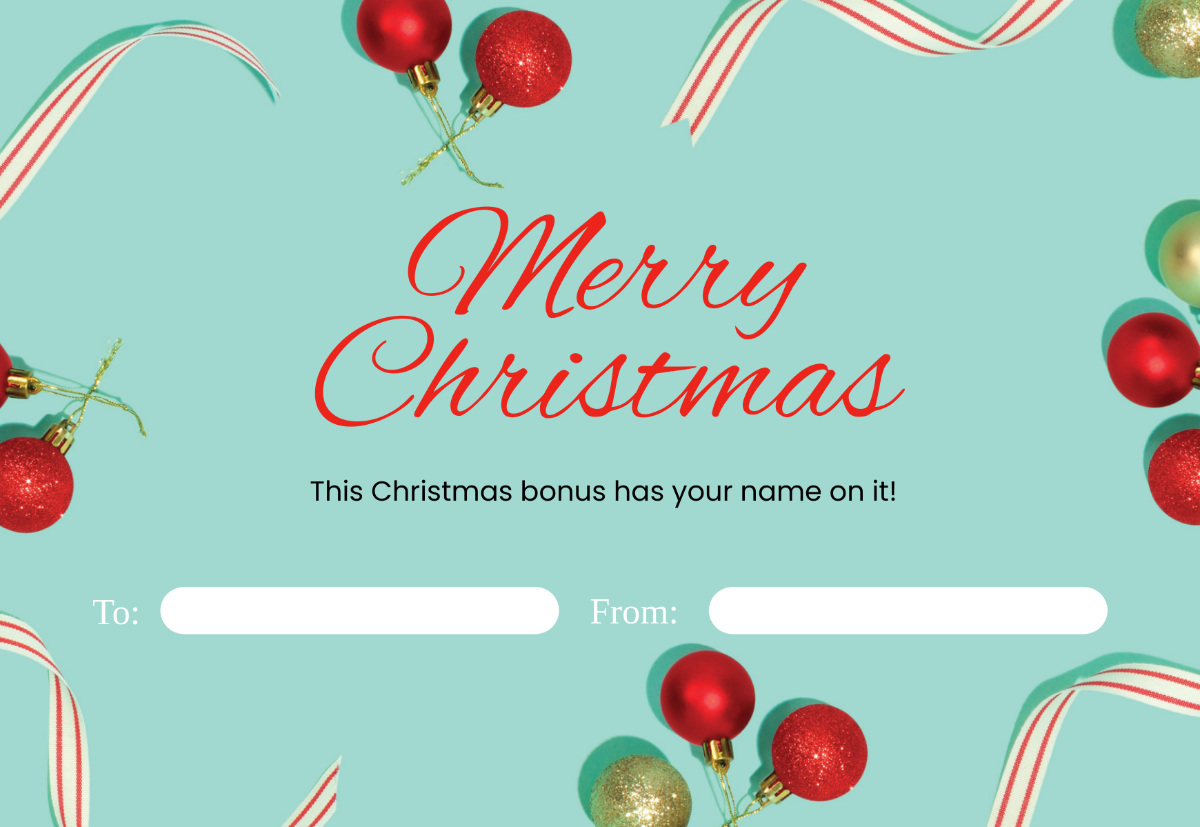 Christmas Bonus Note Template