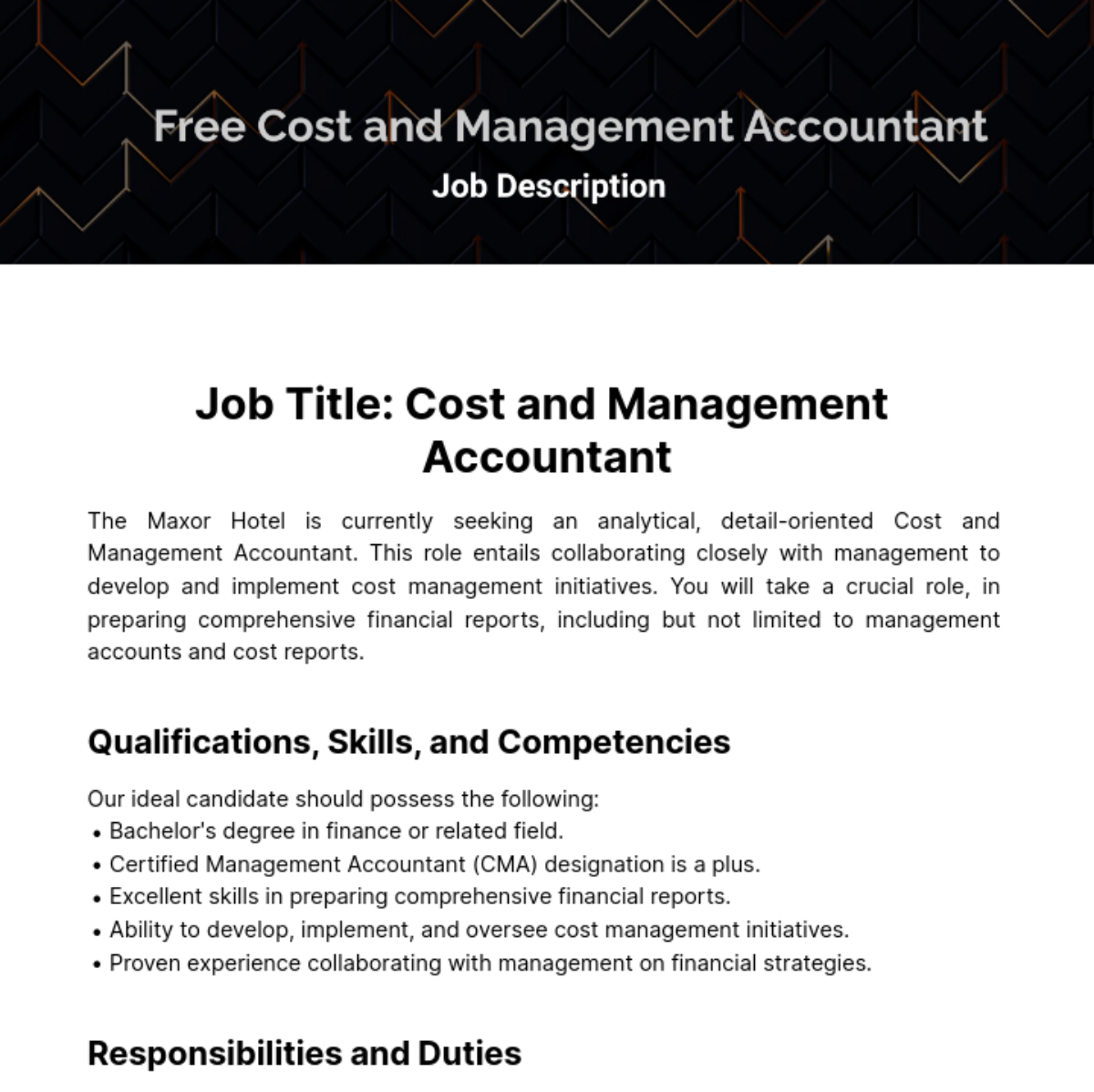 Cost and Management Accounting Job Description Template