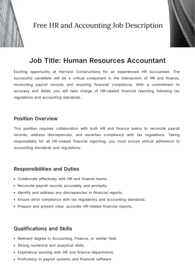 Free HR and Accounting Job Description Template to Edit Online