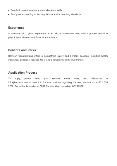 Free HR and Accounting Job Description Template to Edit Online