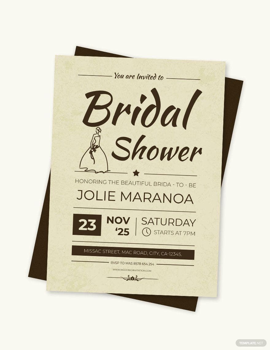 Free Vintage Bridal Shower Invitation Card Template