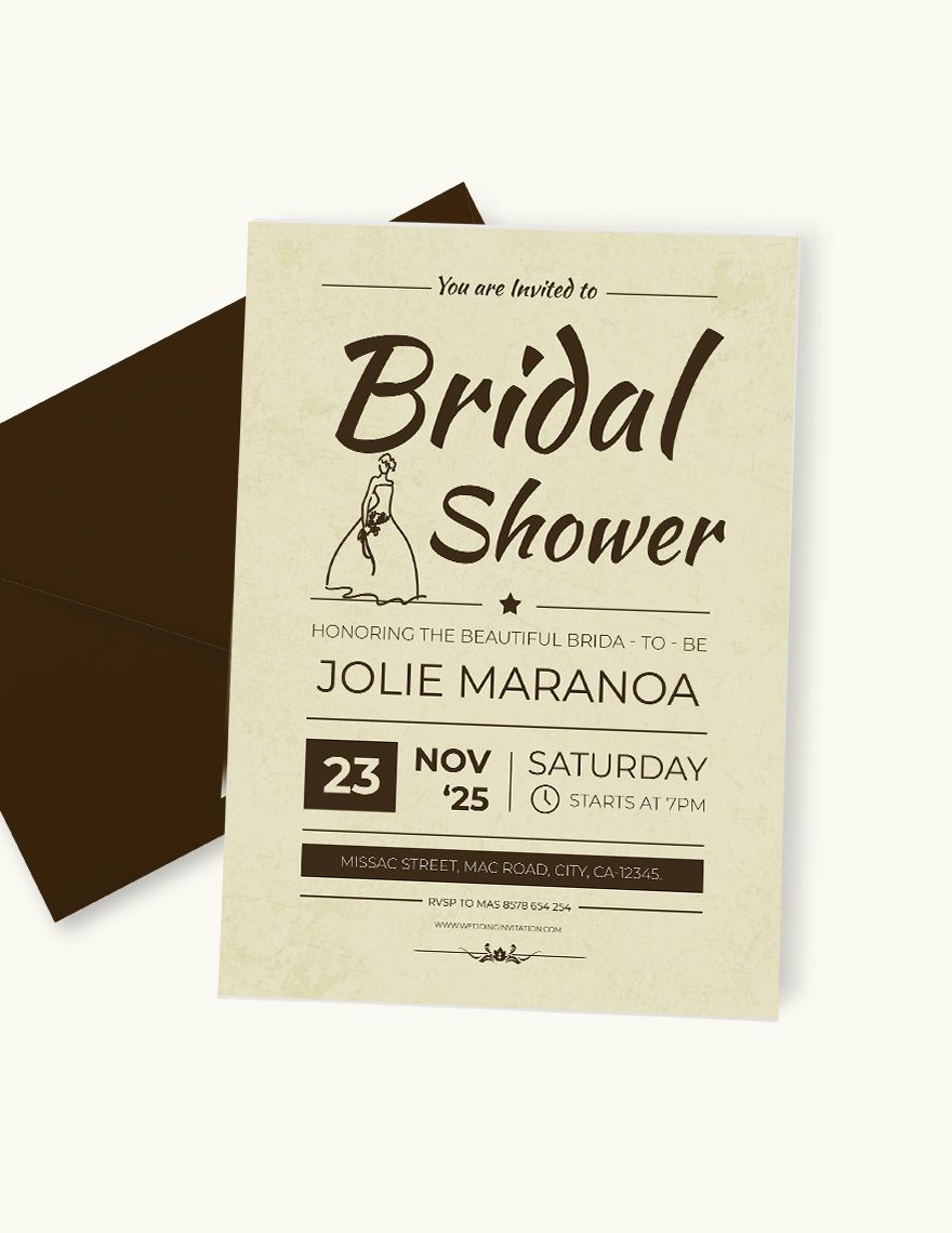 Vintage Bridal Shower Invitation Card Template