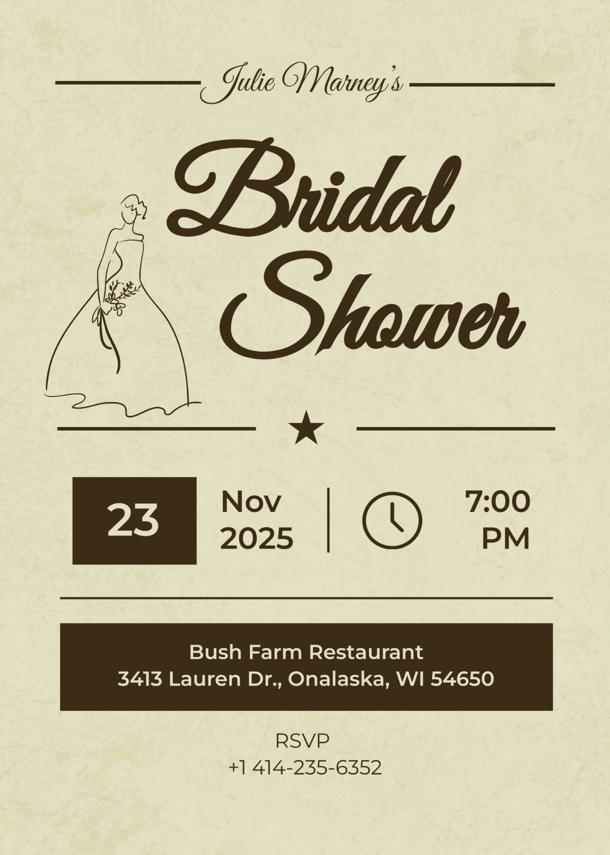 Vintage Bridal Shower Invitation Card Template
