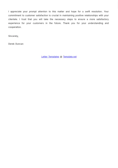 Free Poor Service Complaint Letter Template to Edit Online