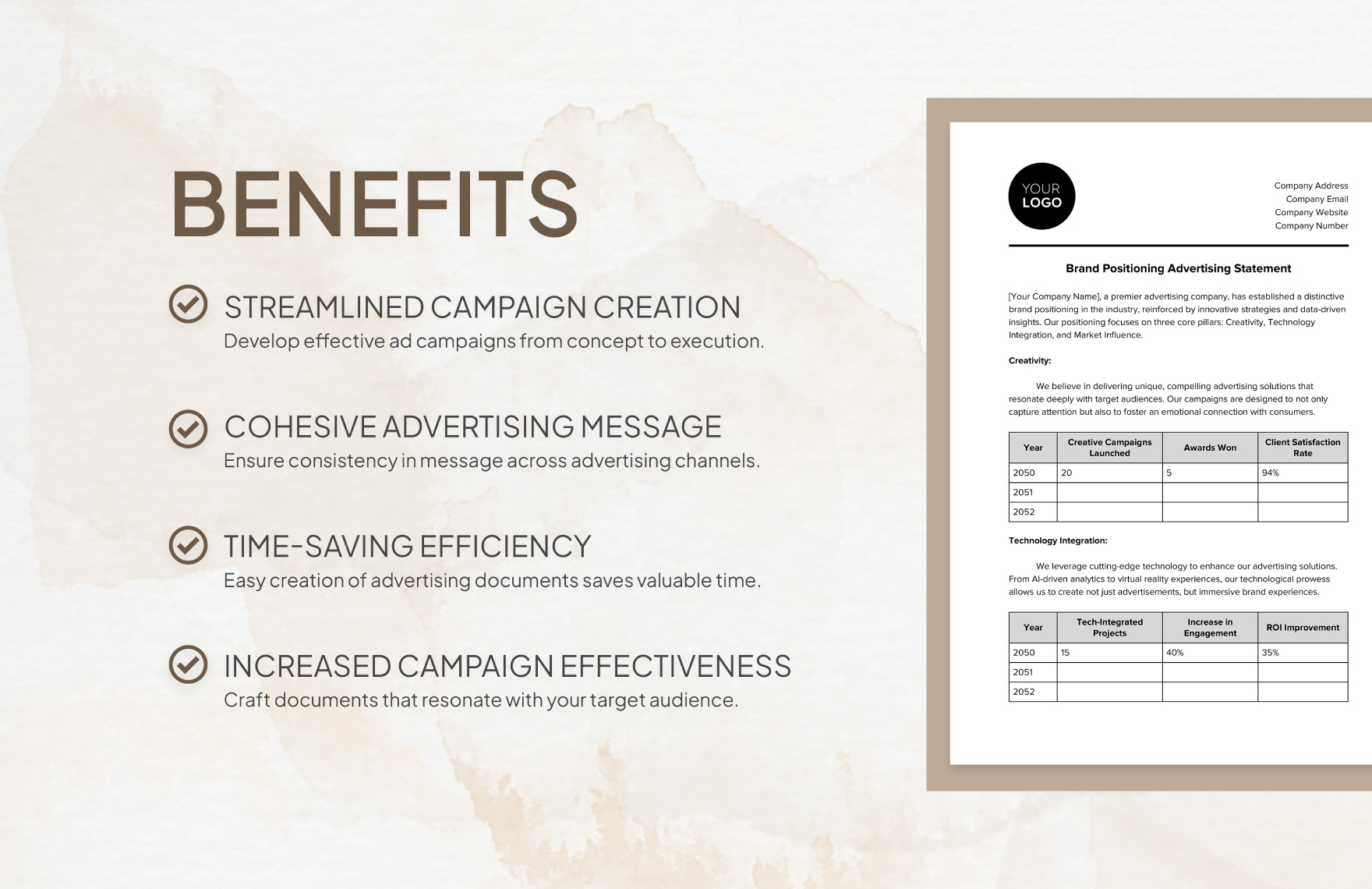 Brand Positioning Advertising Statement Template