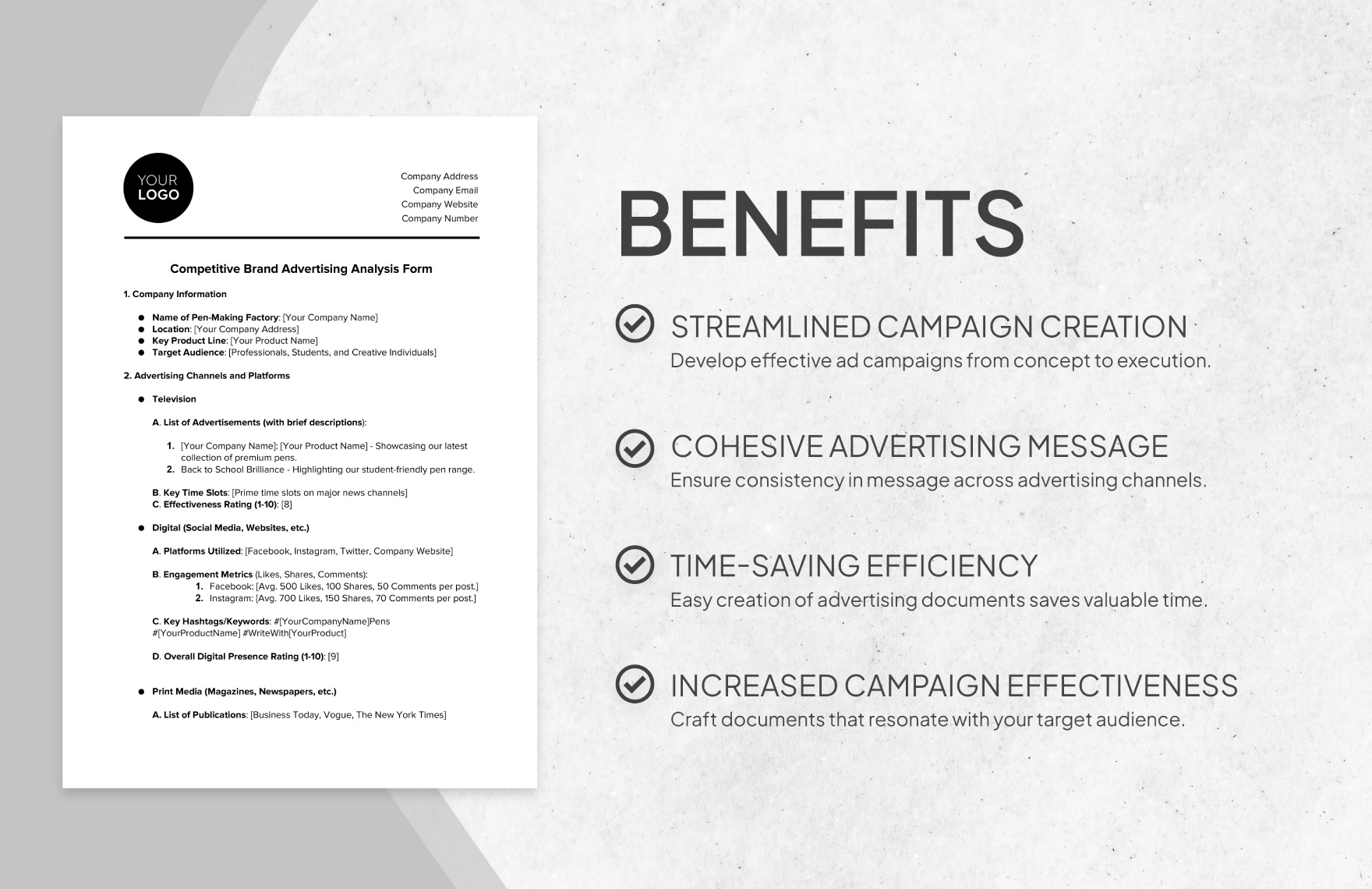 Competitive Brand Advertising Analysis Form Template