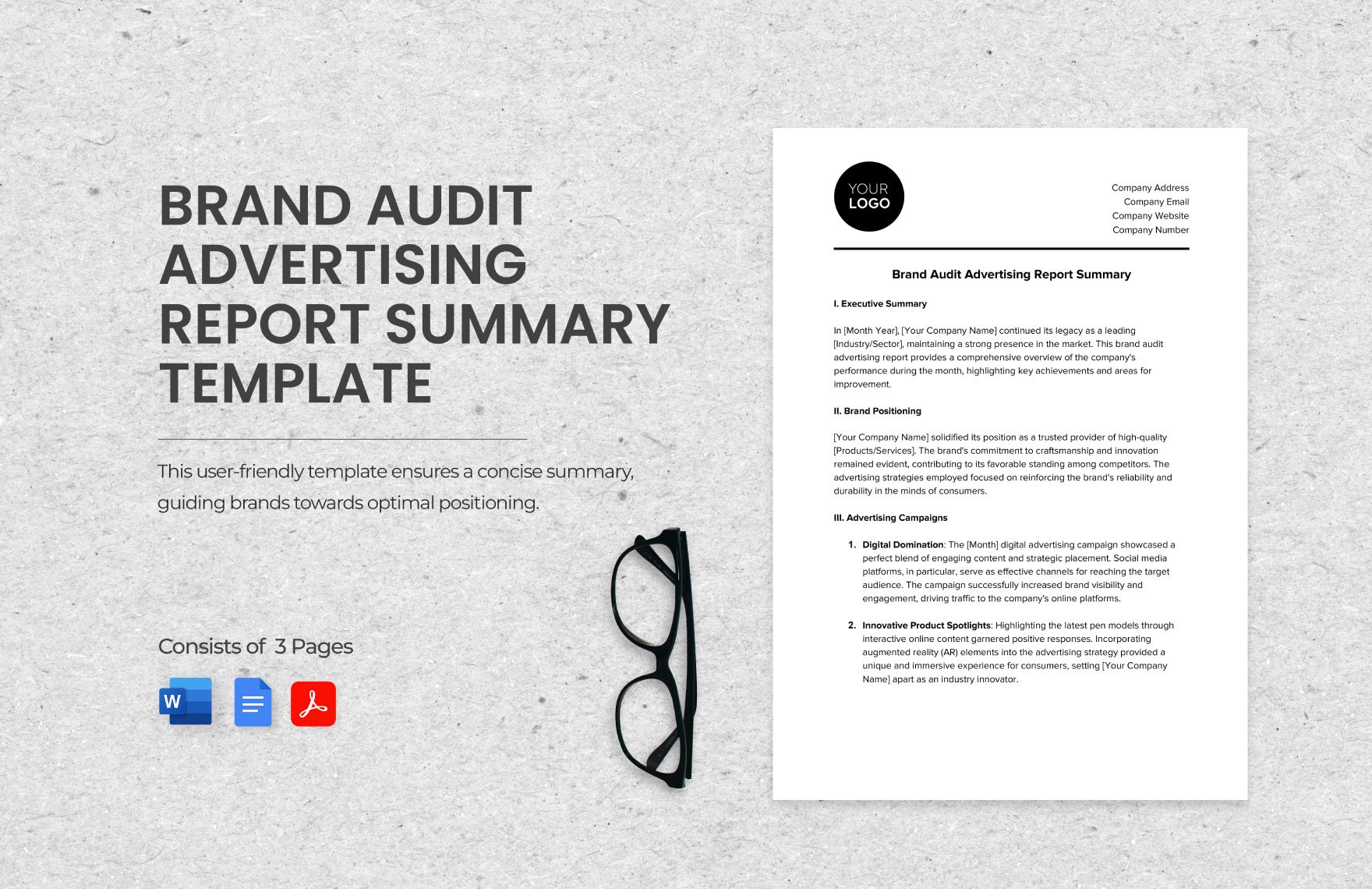 Brand Audit Advertising Report Summary Template