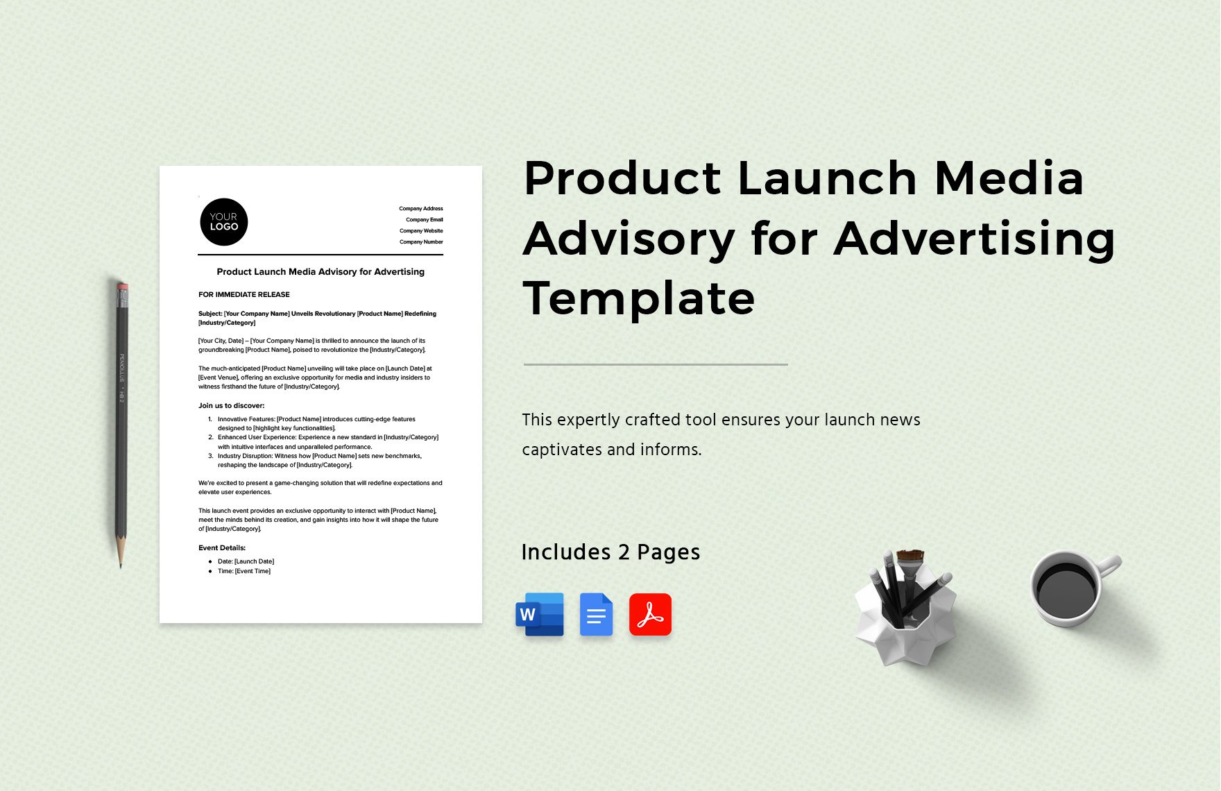 Product Launch Media Advisory for Advertising Template in Word, Google Docs, PDF