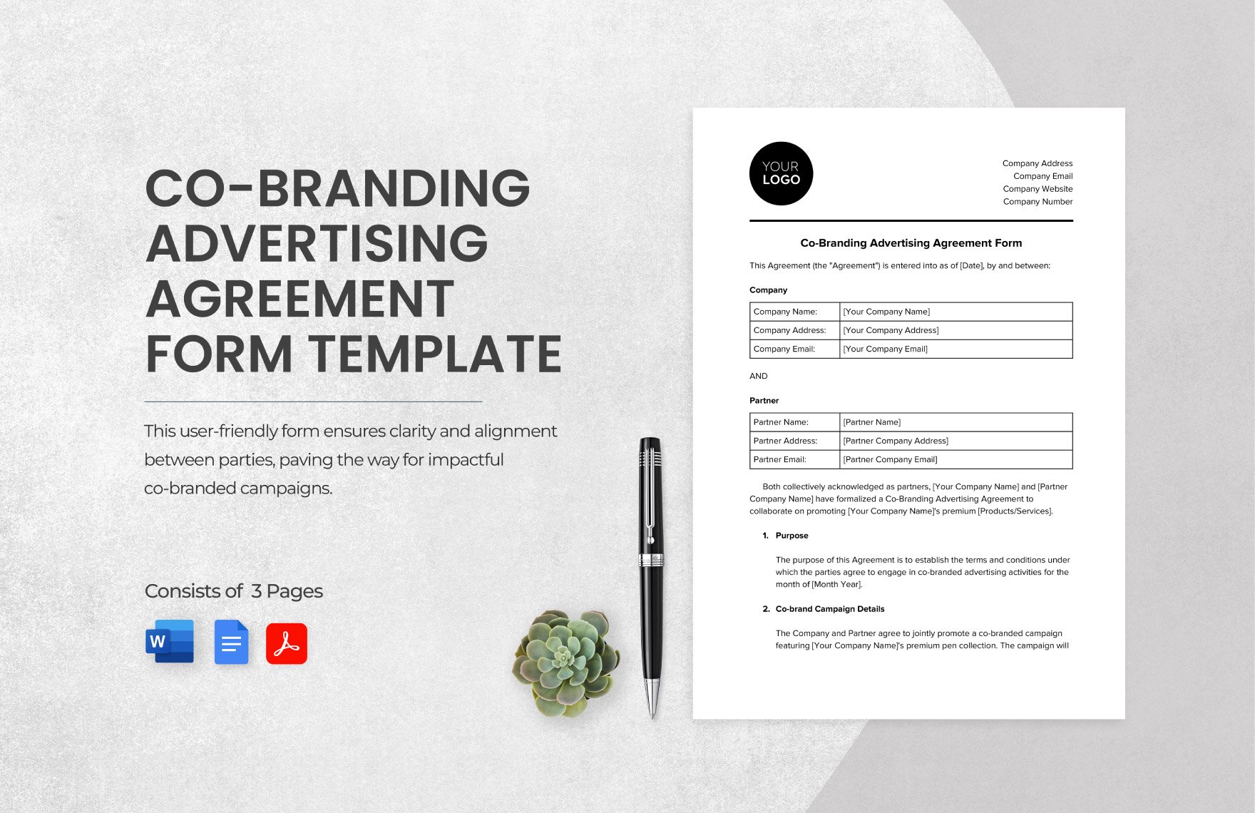 Co-Branding Advertising Agreement Form Template in Word, Google Docs, PDF