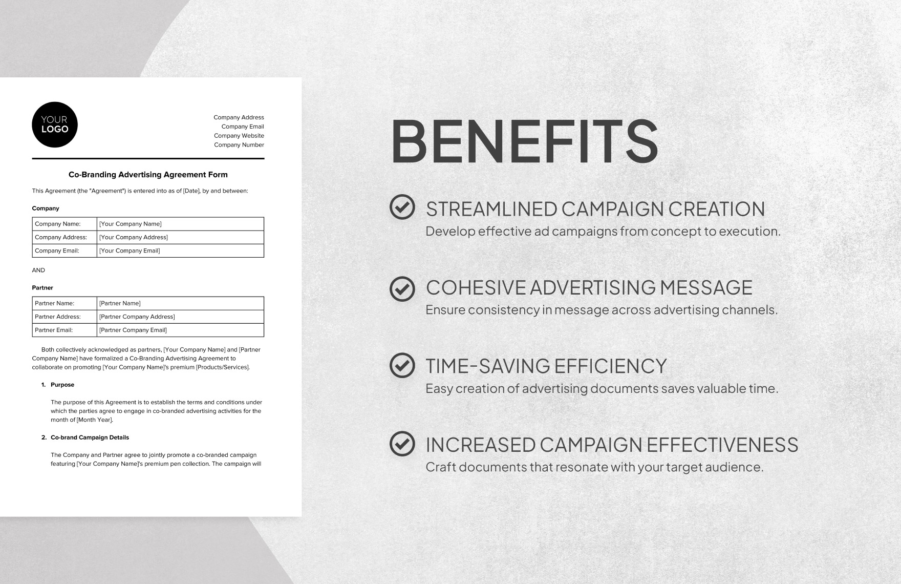 Co-Branding Advertising Agreement Form Template