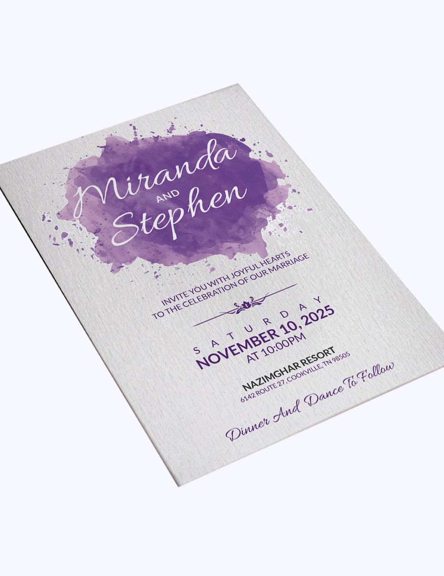 Watercolor Wedding Invitation Card Template
