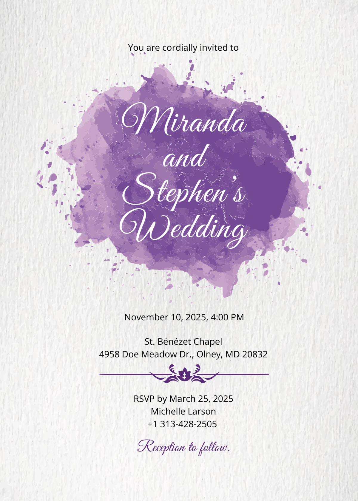 Watercolor Wedding Invitation Card Template