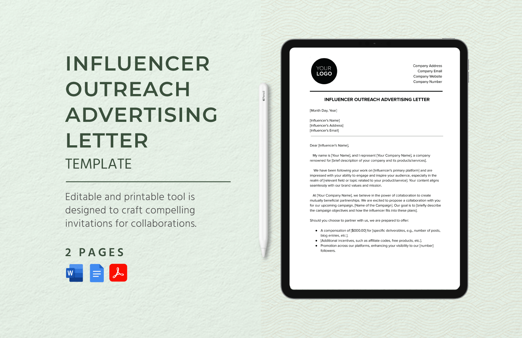 Influencer Outreach Advertising Letter Template