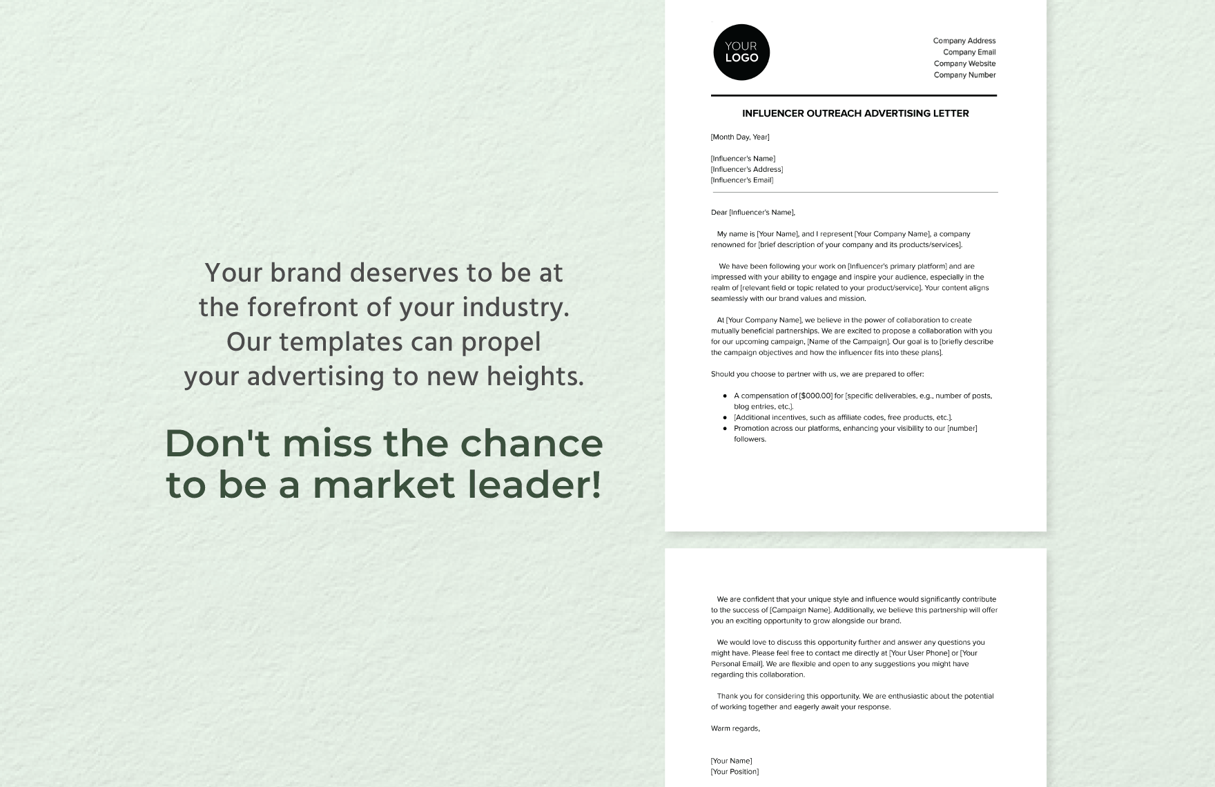 Influencer Outreach Advertising Letter Template