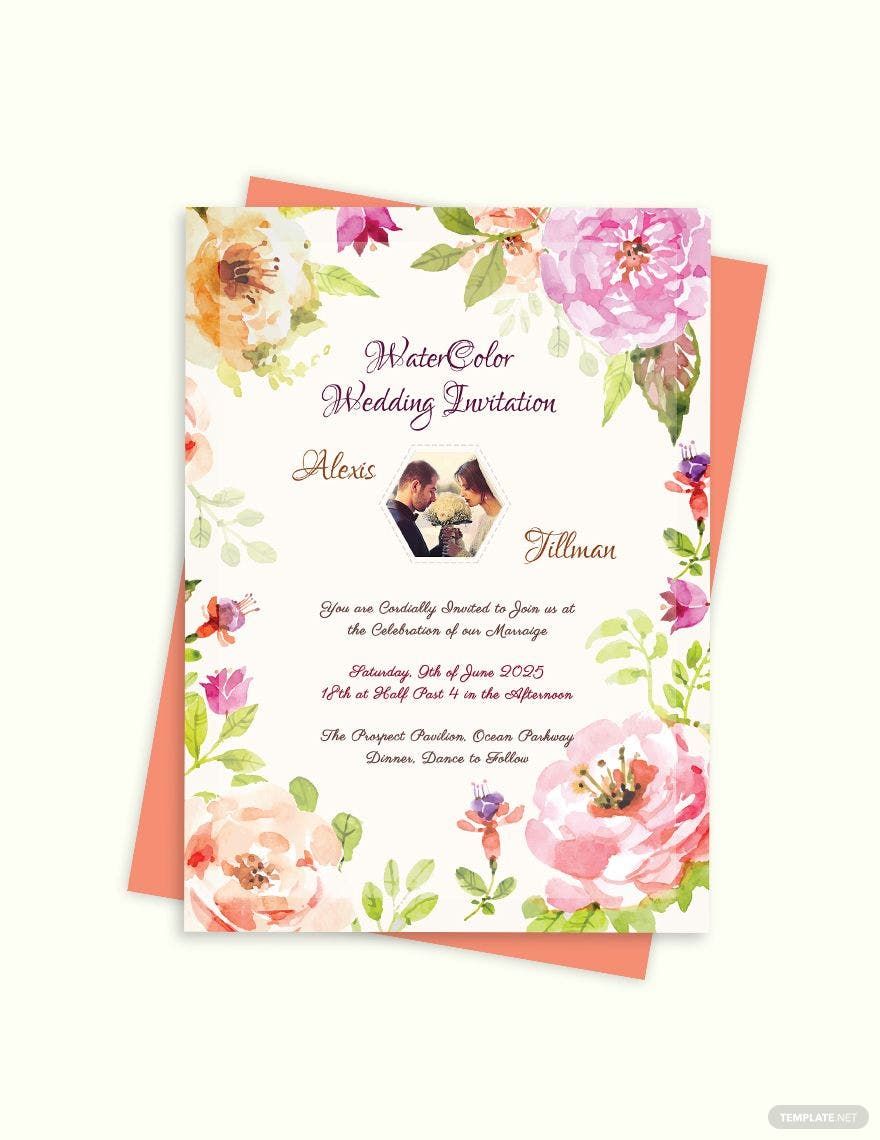 Watercolor Wedding Invitation Template