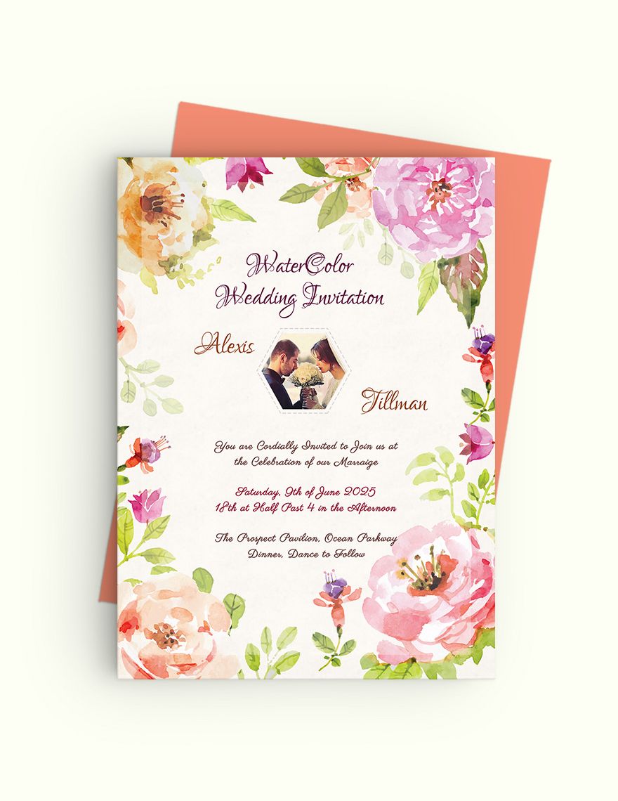 Watercolor Wedding Invitation Template