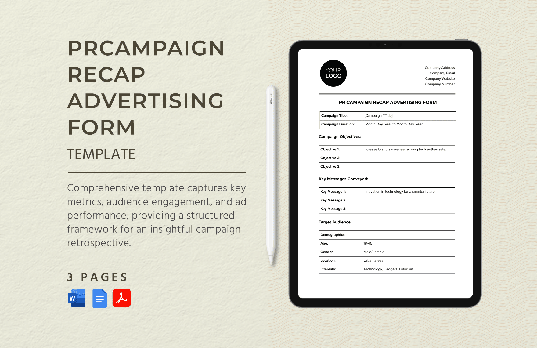 PR Campaign Recap Advertising Form Template in Word, Google Docs, PDF