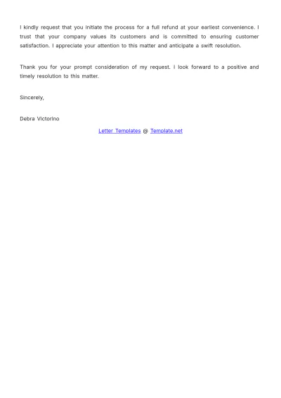 Free Refund Complaint Letter Template to Edit Online