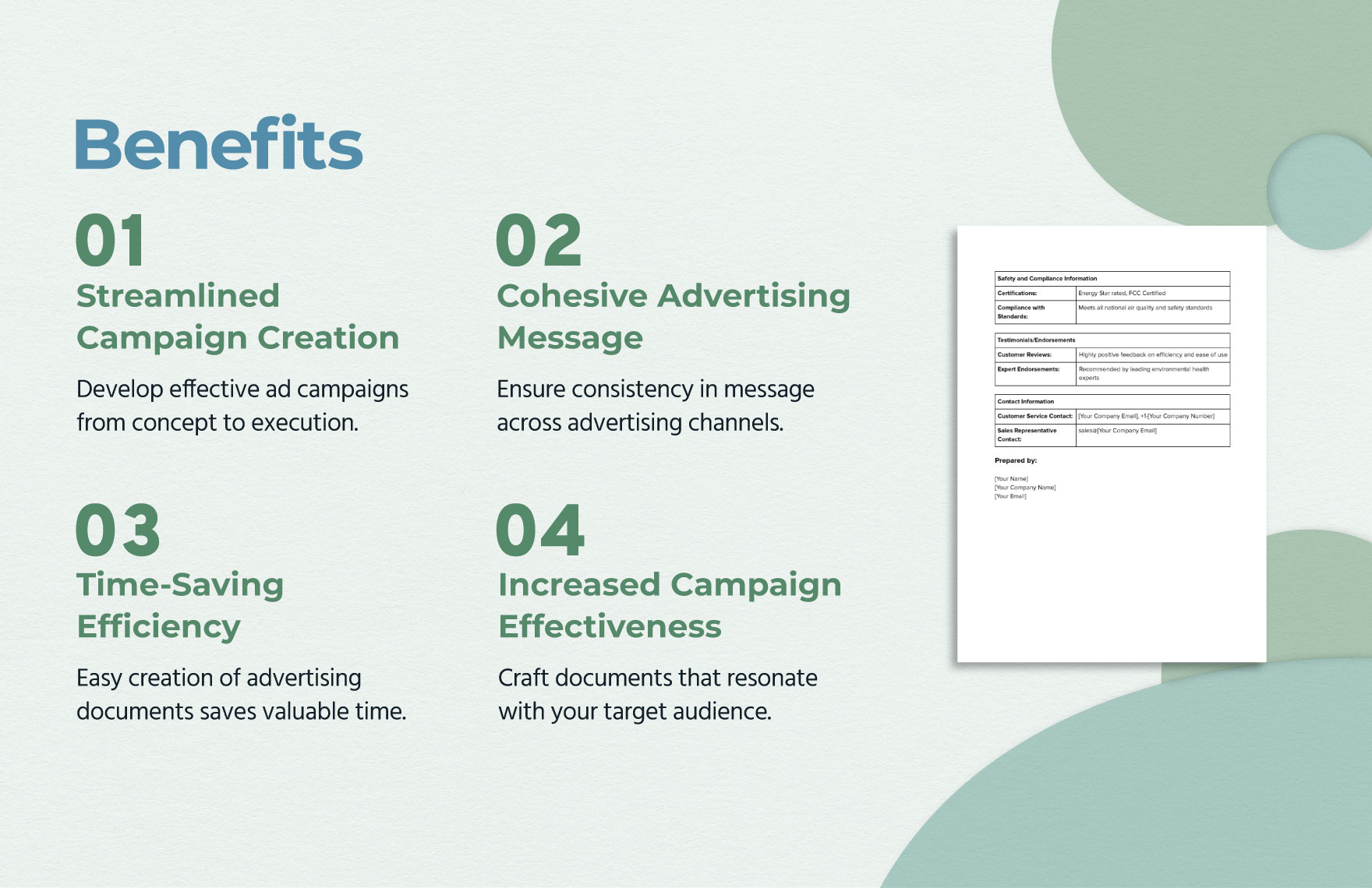 Fact Sheet for New Product in Advertising Template