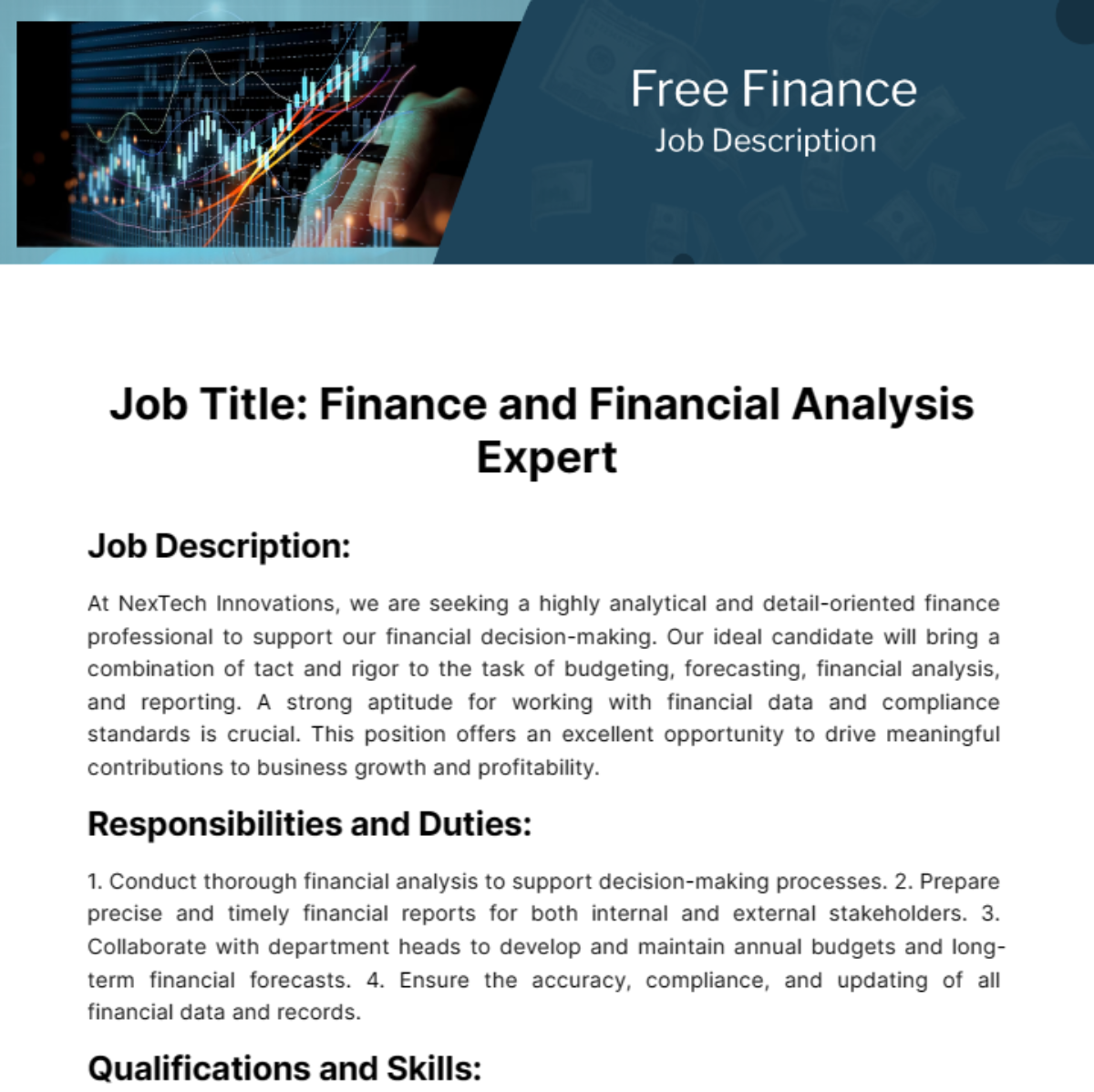 Finance Job Description Template