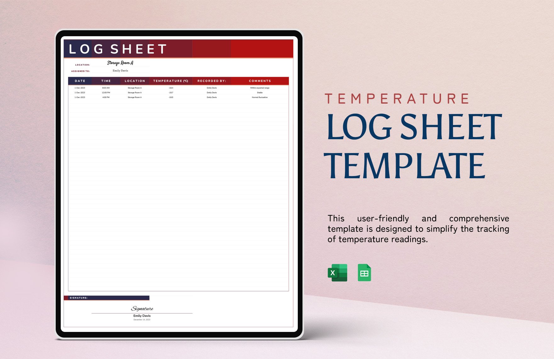 Temperature Log Sheet Template