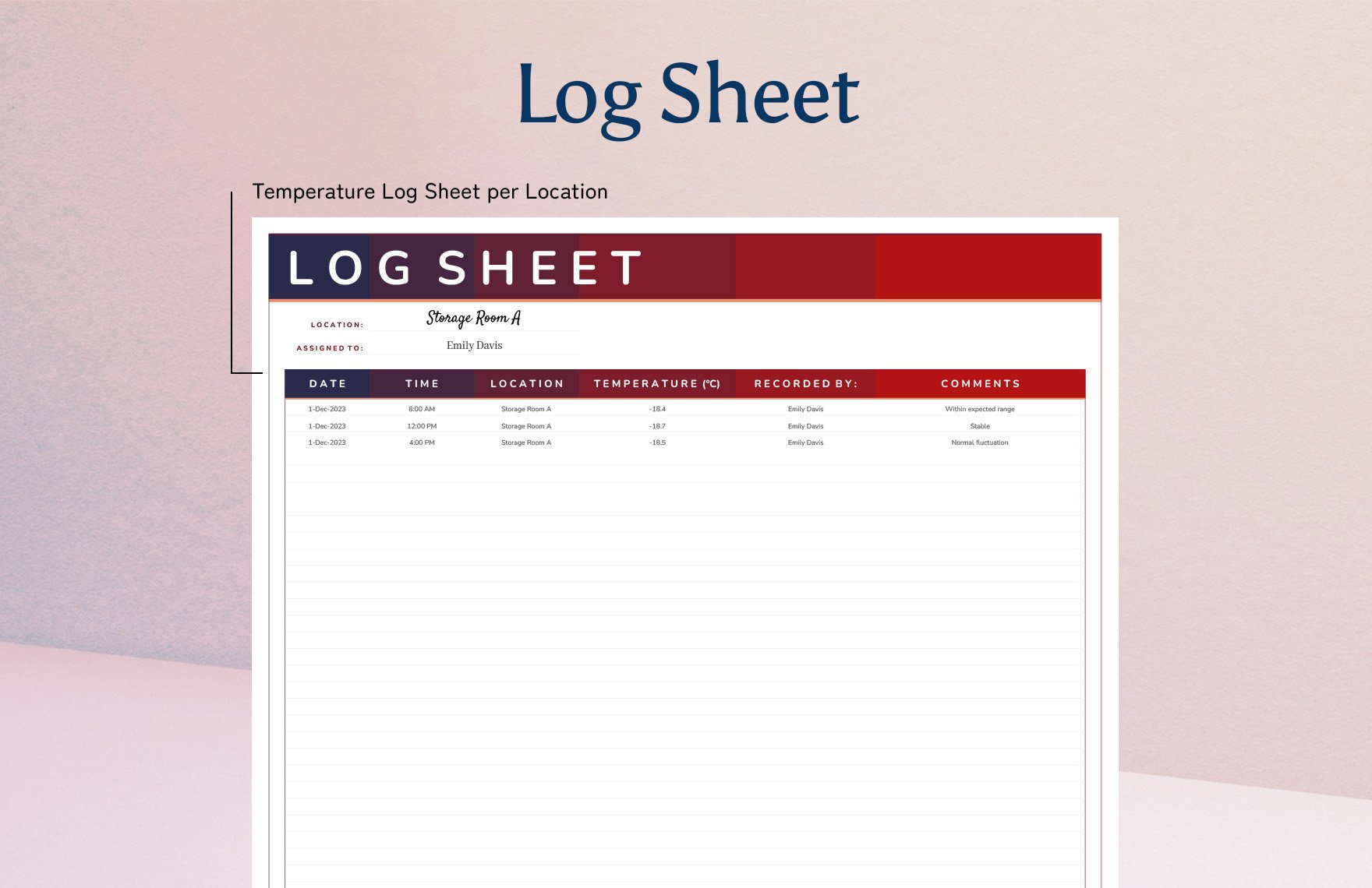 Temperature Log Sheet Template