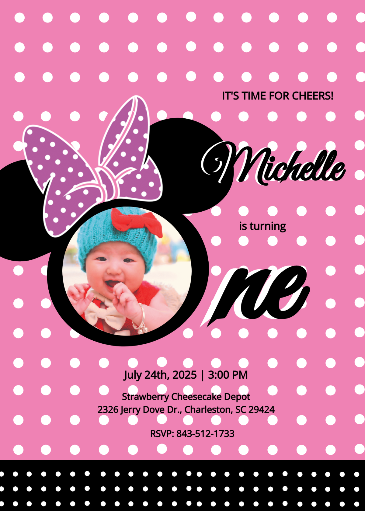 Wonderful Minnie Mouse Birthday Invitation Template