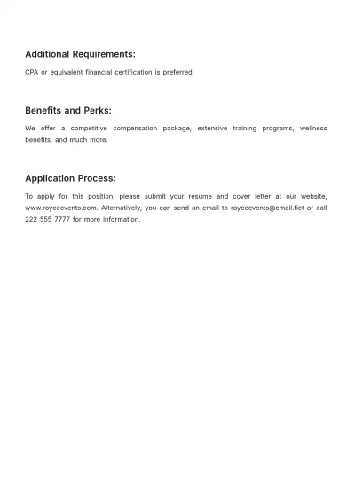 Free Finance and Accounting Manager Job Description Template to Edit Online