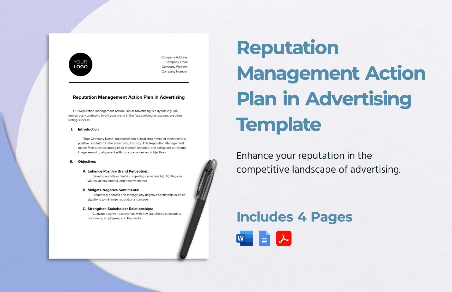 Reputation Management Action Plan in Advertising Template