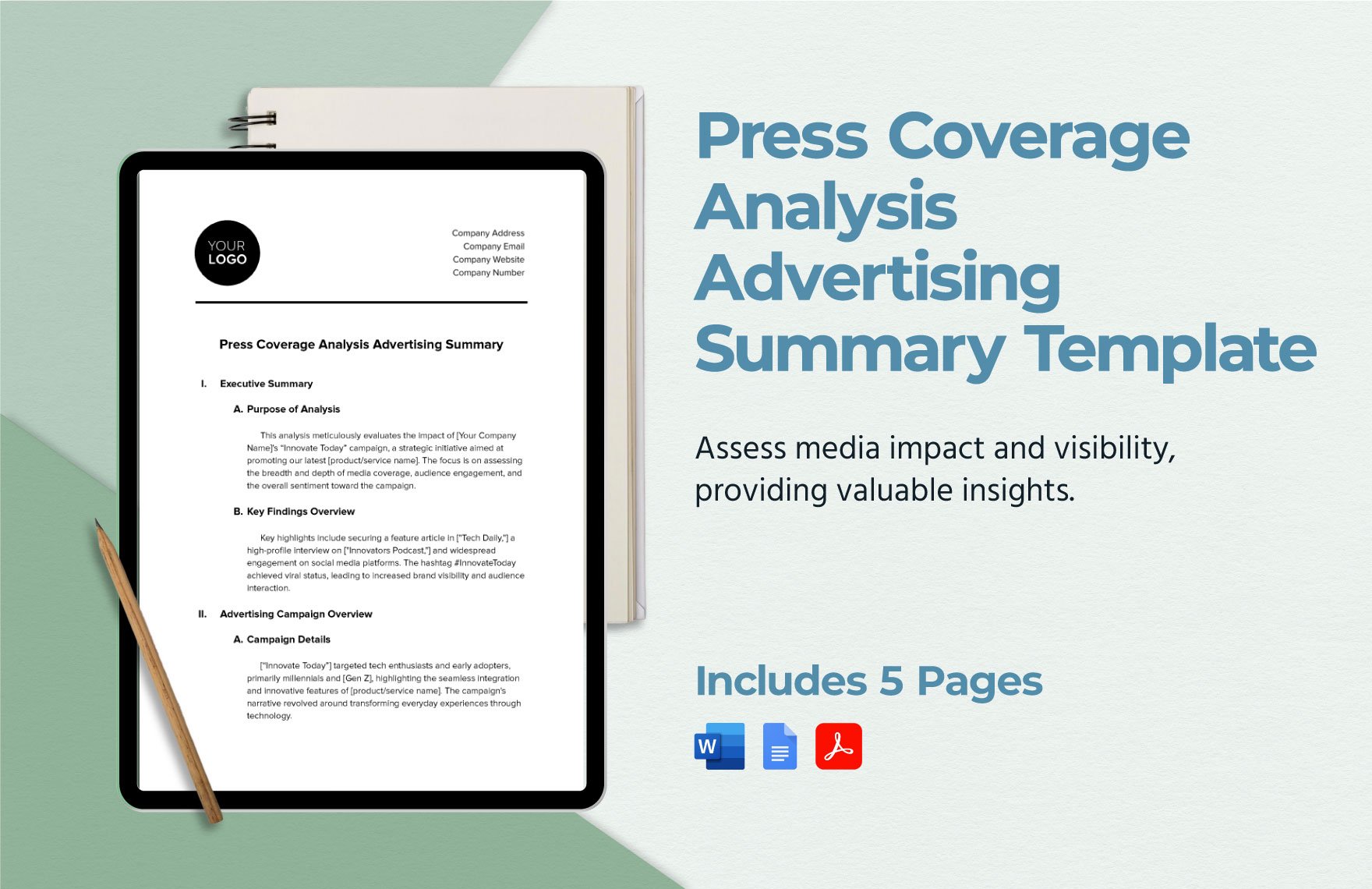 Press Coverage Analysis Advertising Summary Template