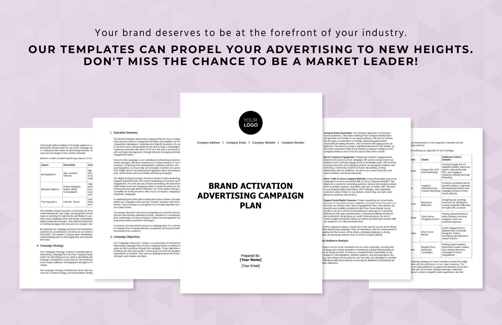 Brand Activation Advertising Campaign Plan Template