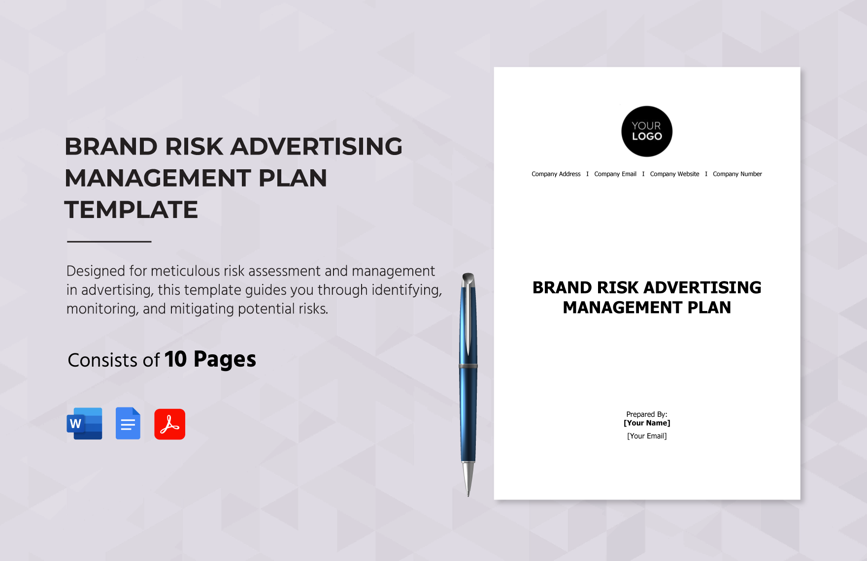 Brand Risk Advertising Management Plan Template