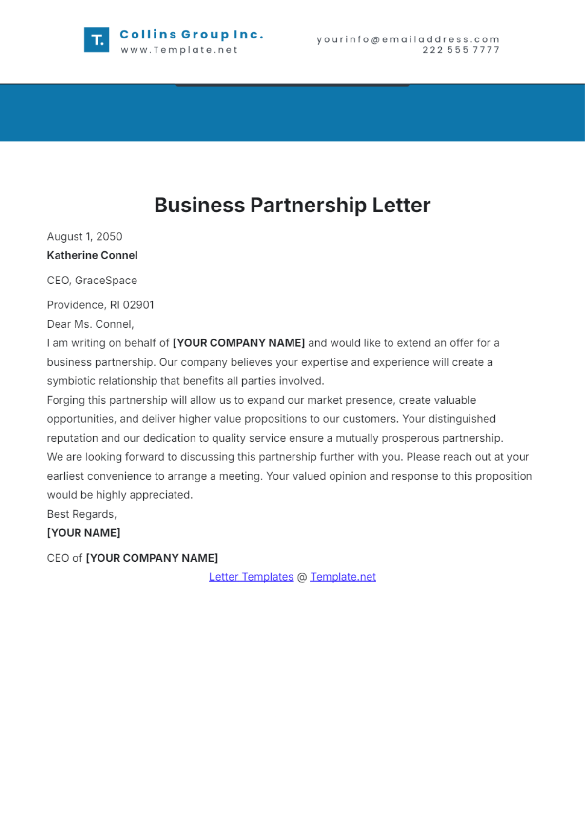 Business Partnership Letter Template - Edit Online & Download